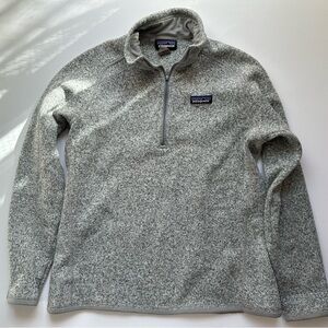 Adult Large Patagonia Better Sweater 1/4 Zip Birch White Grey Long Sleeve Jacket